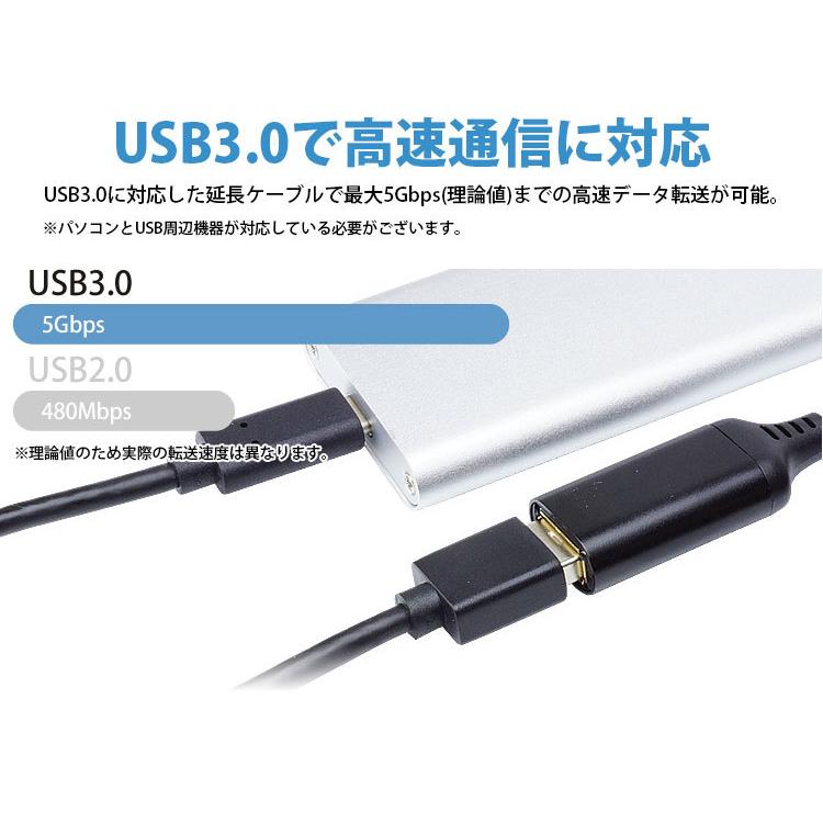 USB 3.0 延長ケーブル 1m Type-A オス メス USB A 延長コード 高速転送｜koyokoma｜04