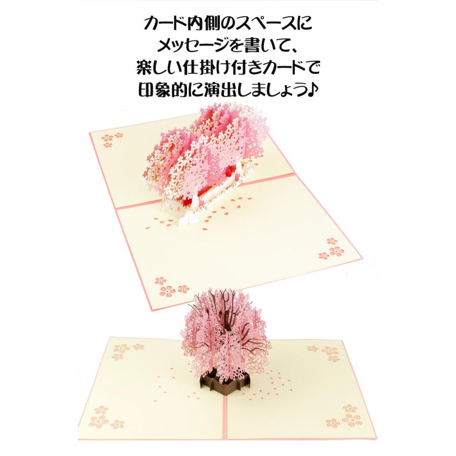 メッセージ カード 3D 立体 カード メッセージカード 桜 グリーティングカード バースデーカード メッセージ 誕生日カード レターセット カード 封筒付き｜koyokoma｜04