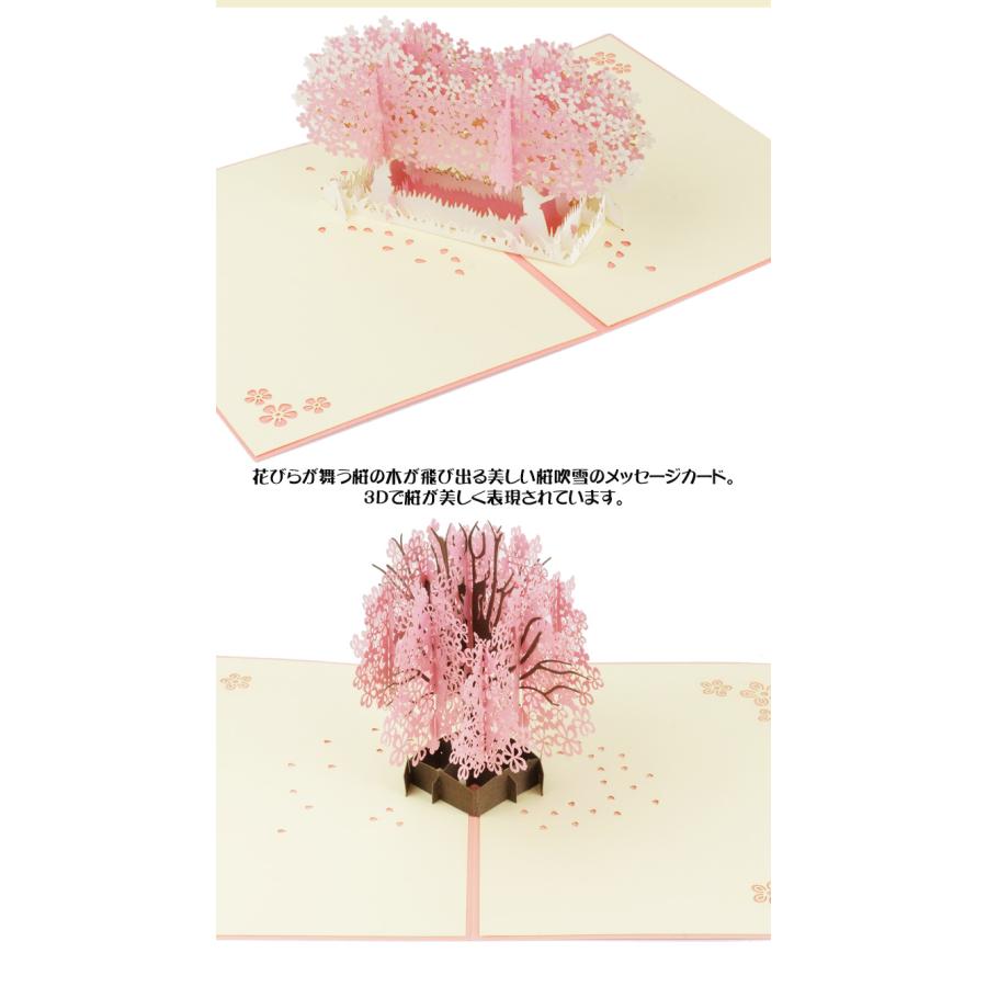 メッセージ カード 3D 立体 カード メッセージカード 桜 グリーティングカード バースデーカード メッセージ 誕生日カード レターセット カード 封筒付き｜koyokoma｜05