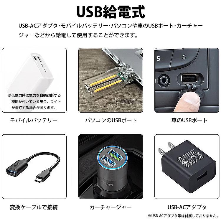 USB LED ライト レトロ風 ガラス ボトル 調光機能 明るさ調整
