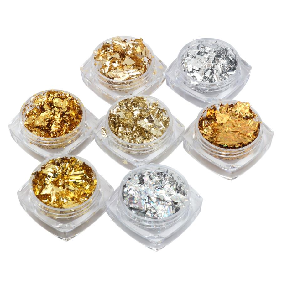 4個 セット 金箔風 ホログラム グリッター オーロラ メタリック ガラス