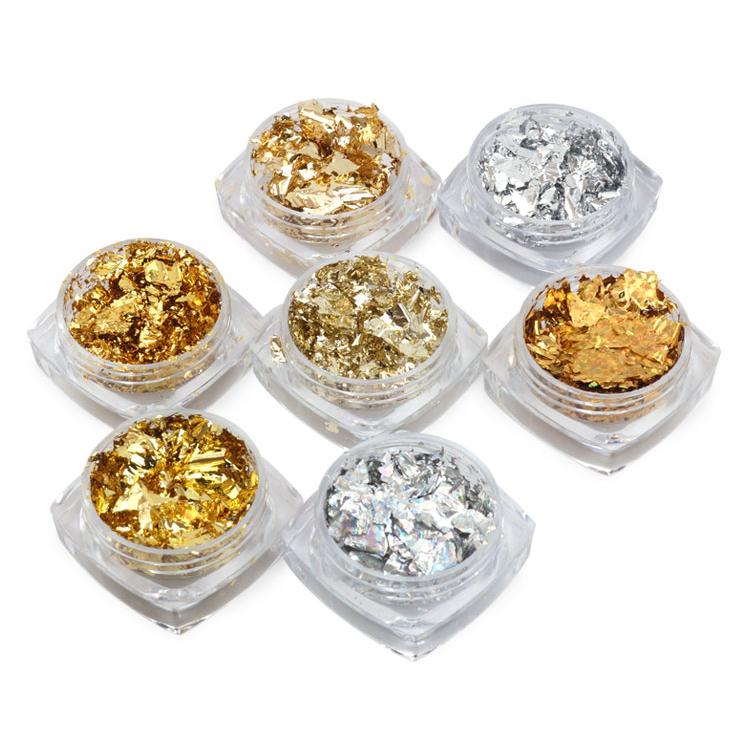 4個 セット 金箔風 ホログラム グリッター オーロラ メタリック ガラス