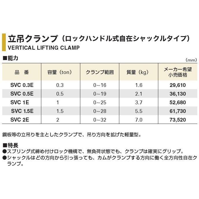スーパーツール 立吊クランプ SVC 2E 自在シャックルタイプ ロック