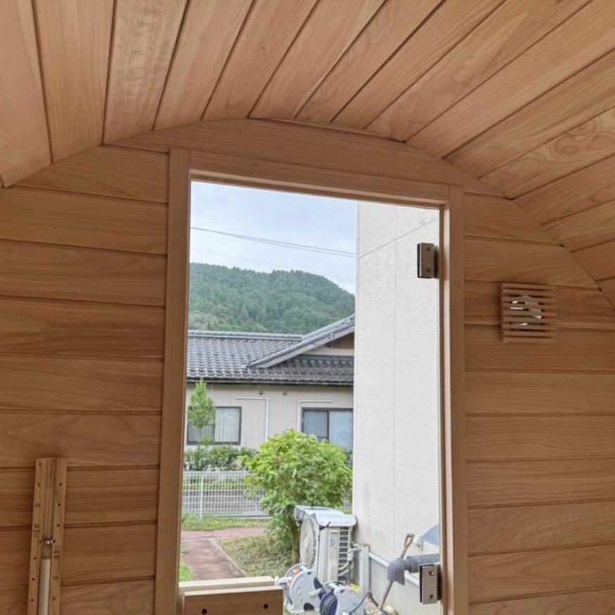 丹波産高級檜材使用（無垢材節なし）　バレルサウナ 直径1800×奥行2100×厚40_10