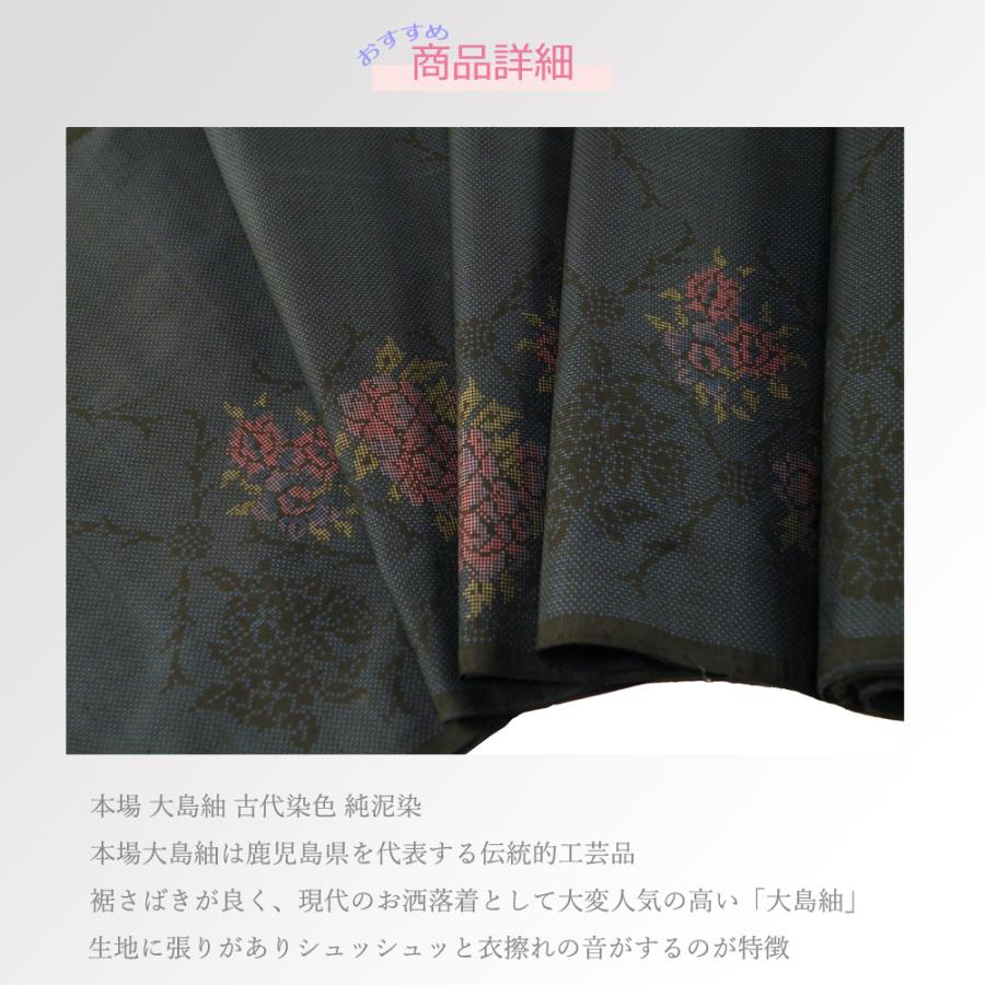 本場 奄美大島 紬 古代染色 純泥染 伝統的工芸品 着物 反物 tu 本場 奄美大島 紬 古代染色 純泥染 伝統的工芸品 着物 反物 tu