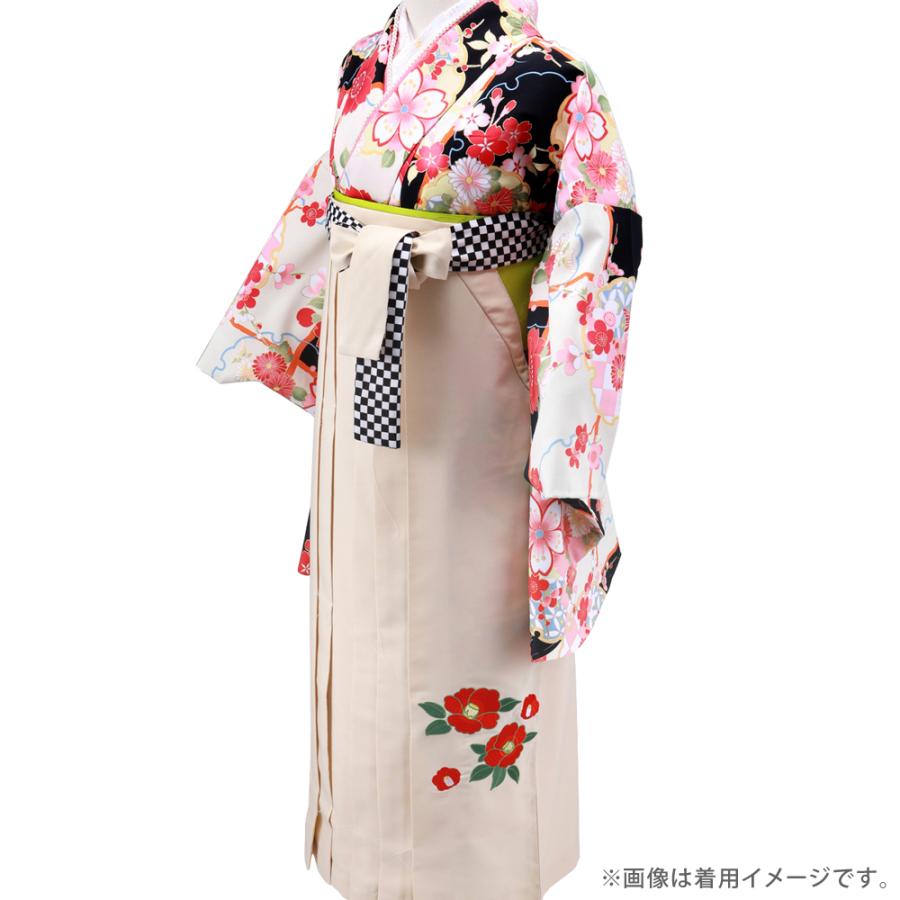女性用 はかま 市松柄袴紐 椿刺繍入りはかま 単品 全2色 S〜LLサイズ