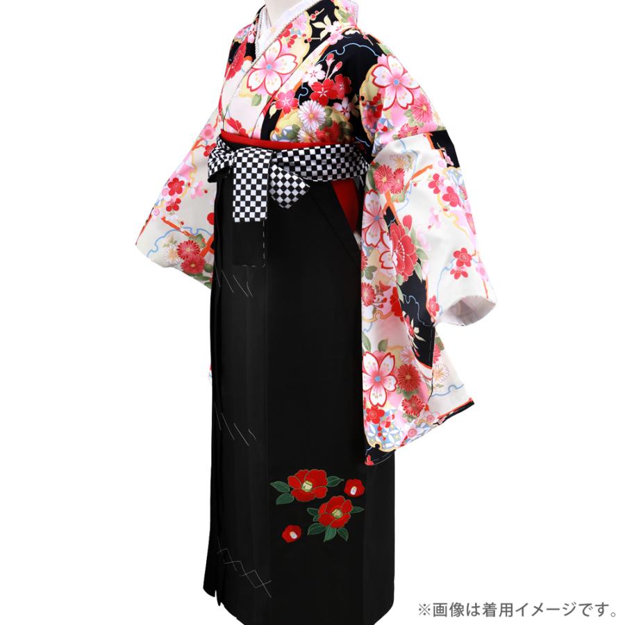 女性用 はかま 市松柄袴紐 椿刺繍入りはかま 単品 全2色 S〜LLサイズ 