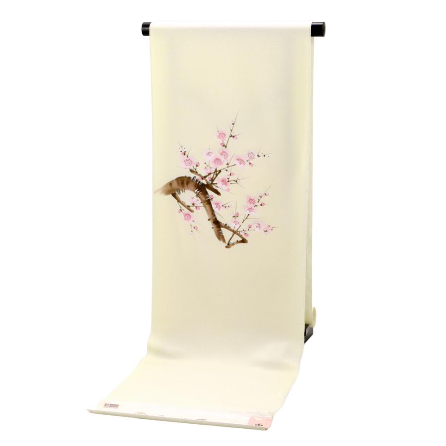 東レ シルック 名古屋帯 ちりめん 洗える 雅流風 クリーム系 梅柄 未  