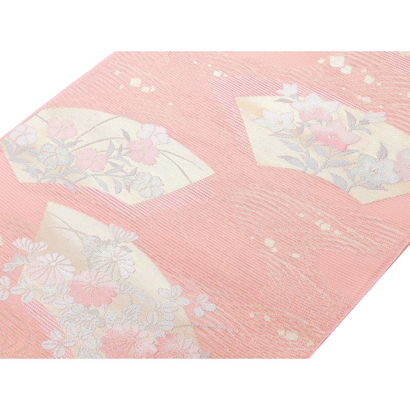西陣織 夏用 絽 正絹 名古屋帯 六通柄 ピンク ro-308-G