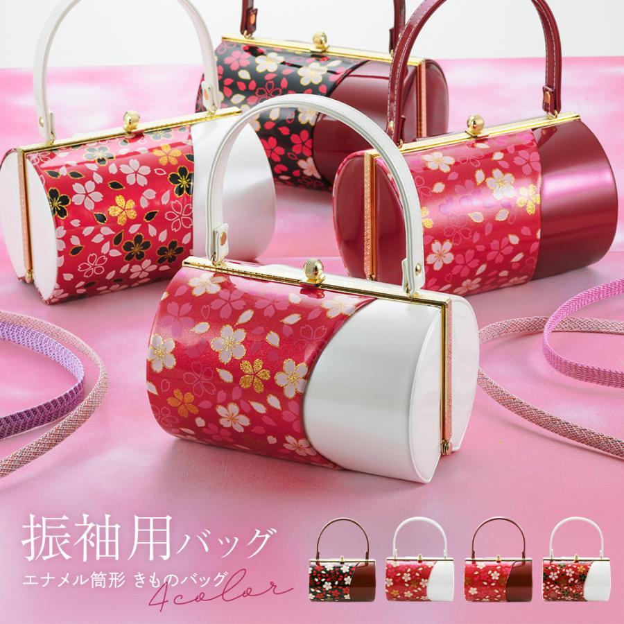 和装用バッグ ピンク系花柄 半円口金バッグ 和装フォーマル かんざし柄刺繍 桜 牡丹 ピンク