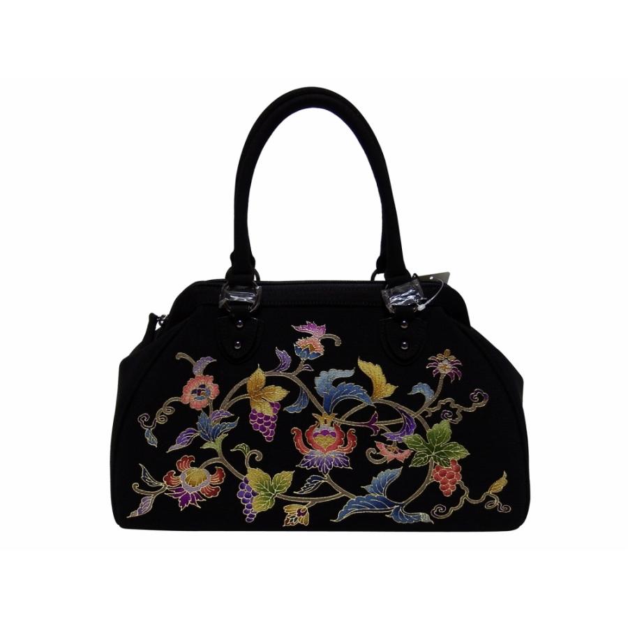 海外正規品 京都 老舗 岡重 正絹 ハンドバッグ 手提げバッグ 最高級友禅 Okajima バッグ ブラック 更紗 Ok 6 国内最安値 Kuljic Com