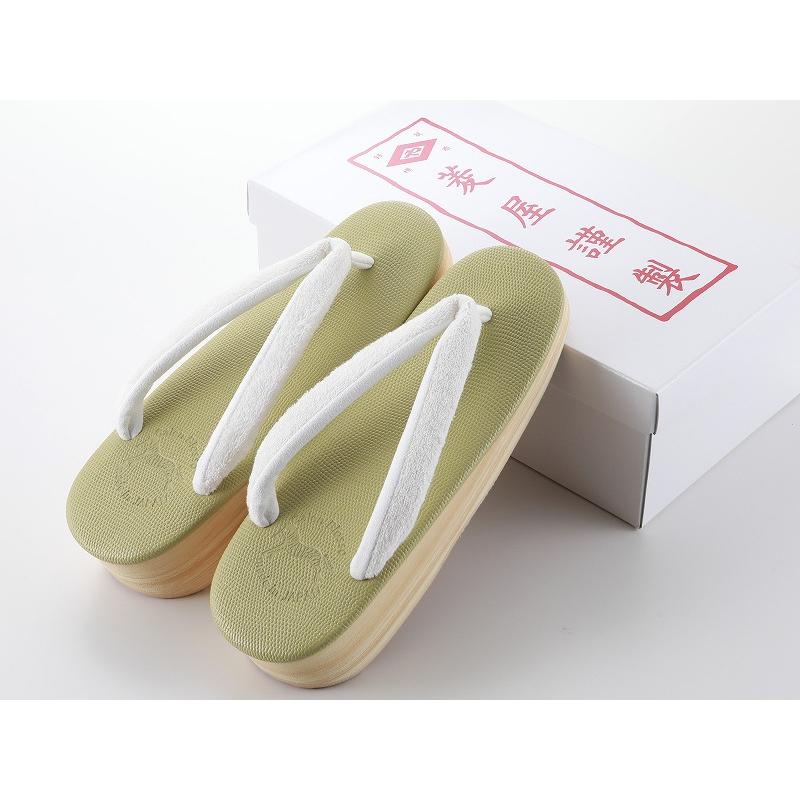 菱屋謹製 カフェ草履 カレンブロッソ うまくいく紋 ギアナ グリーン系  