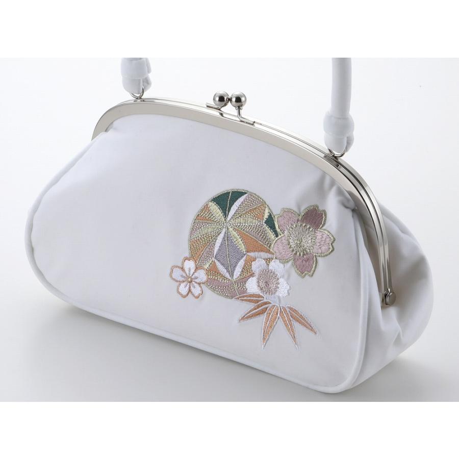 振袖 草履 バッグ セット がま口 草履バッグセット 毬桜刺繍 黒 白 bs