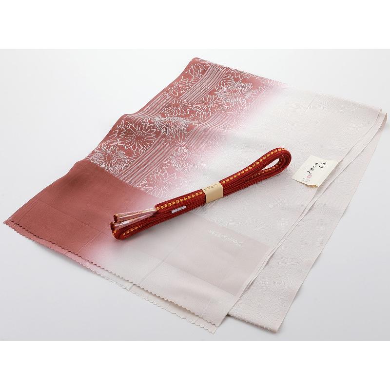 お洒落 丹後ちりめん 帯揚げ 組紐 帯締め 2点セット 薄茶系 ぼかし as  