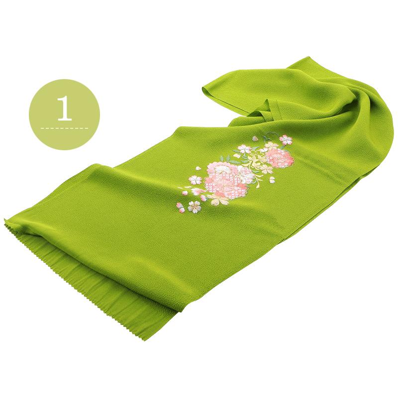 振袖用 正絹 丹後ちりめん さくら 疋田 刺繍入り 帯揚げ 全16色 ah