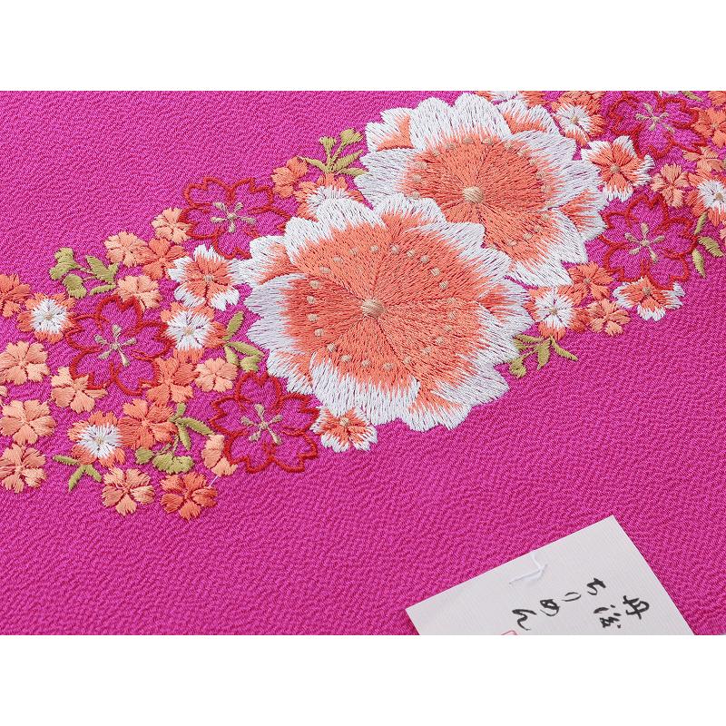 振袖用 正絹 丹後ちりめん さくら 刺繍入り 帯揚げ 全8色 ah-287 : 和