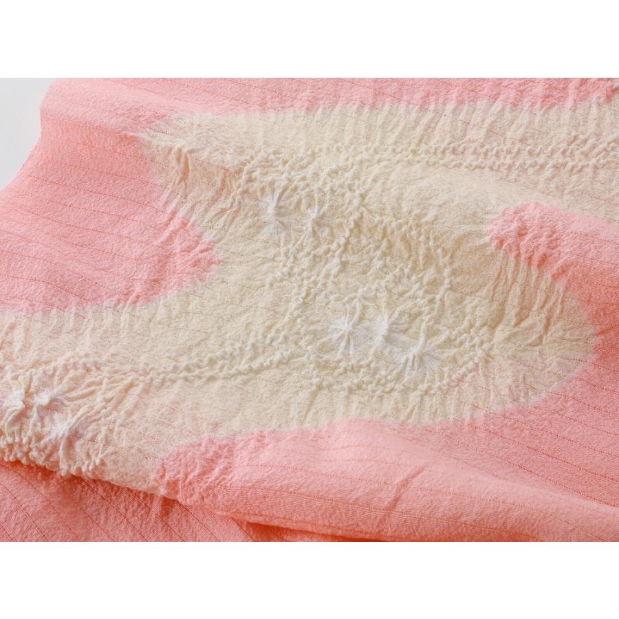 絞り工房 夏用 絽 正絹 ぼかし 絞り 帯揚げ 単品 お洒落 サーモン