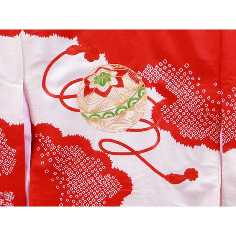 お宮参り 金駒刺繍入り 絞り柄 正絹 着物 長襦袢 セット 女児