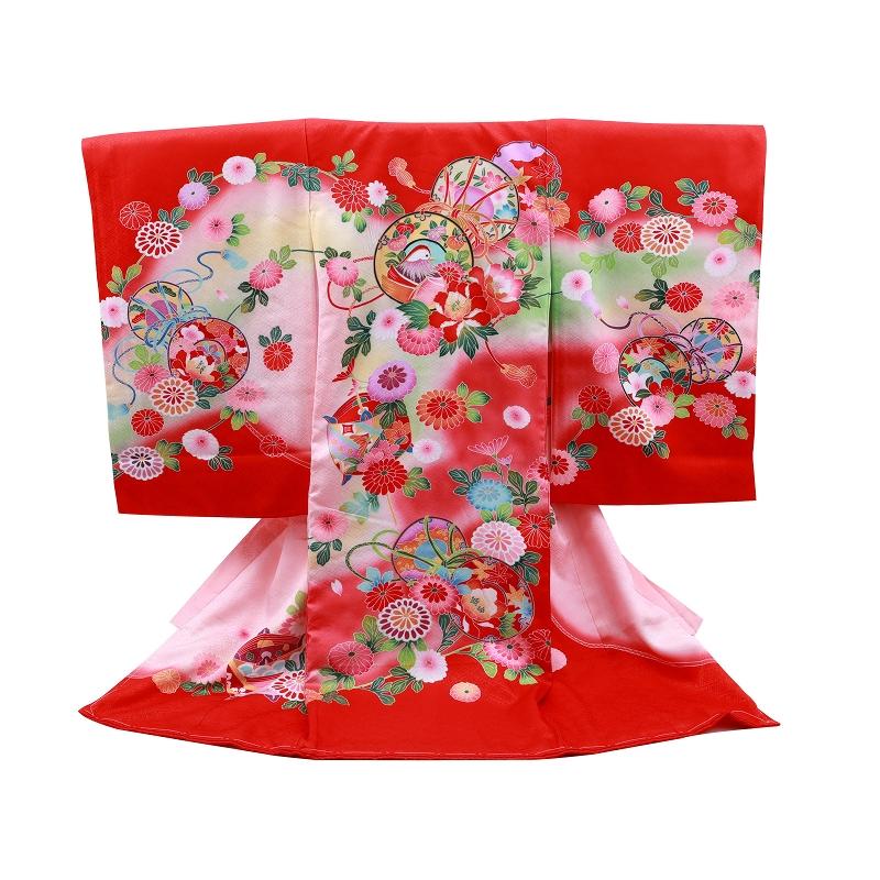 豪華刺繍に金箔❗️京友禅 お宮参り着物女の子  産着  祝着 襦袢付 お宮参り 友禅 金加工入り 正絹 着物 長襦袢 セット 女児 女の子 子供