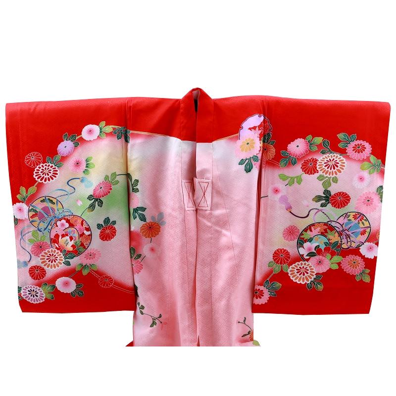 お宮参り　祝い着 長襦袢付き お宮参り 友禅 金加工入り 正絹 着物 長襦袢 セット 女児 女の子