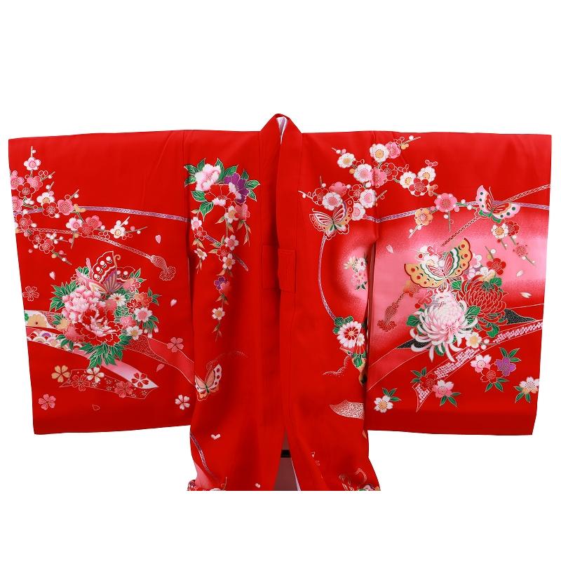 お宮参り 金刺繍入り 正絹 着物 長襦袢 セット 女児 女の子 子供 産着