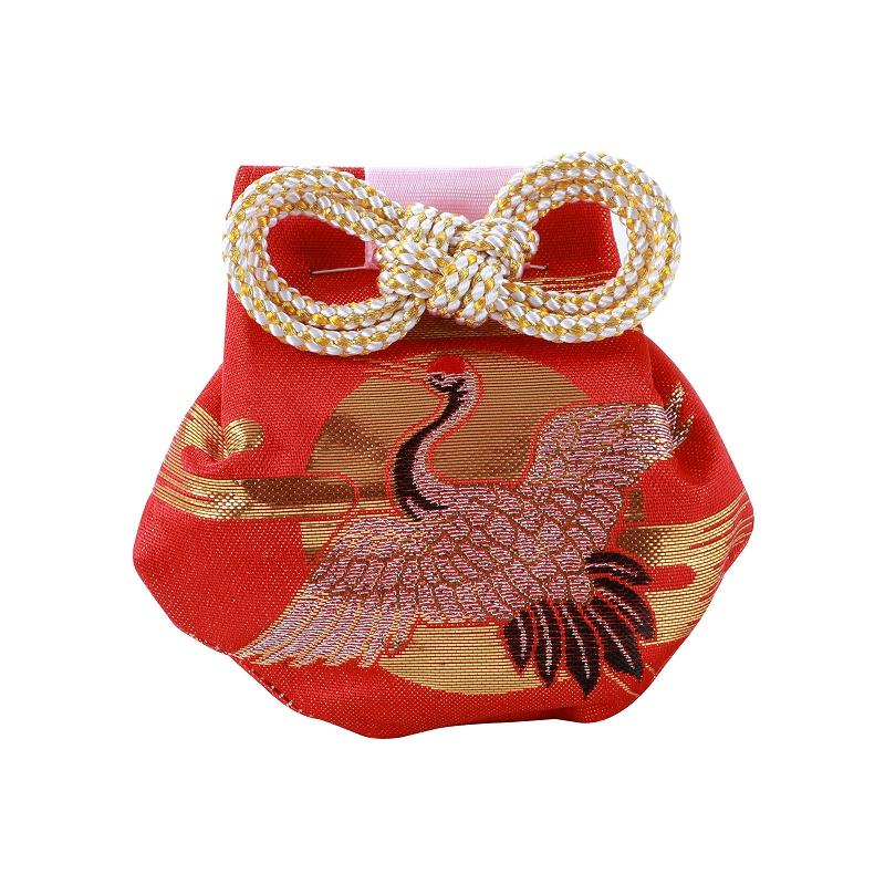 七五三 お子様用 女の子 お守り 守袋 鶴 レッド ma-157-C : 和の心