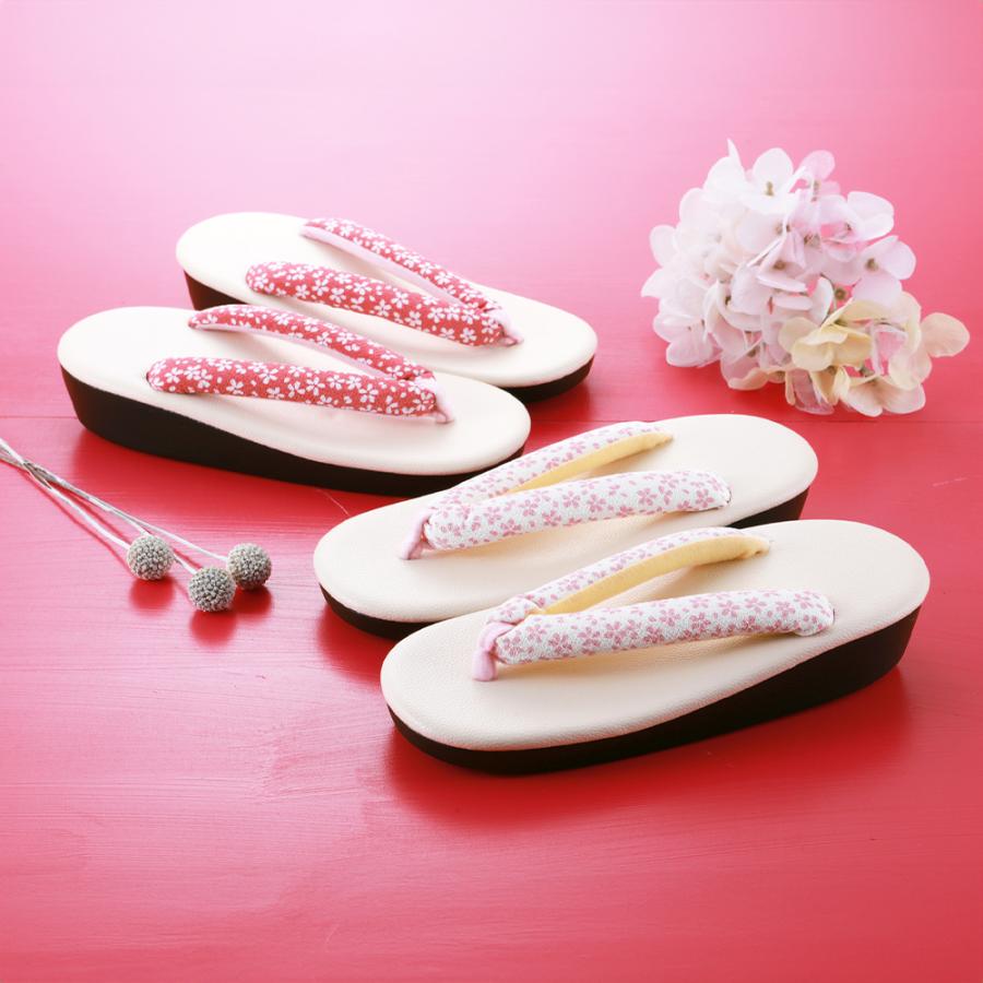 七五三 子供用 桜柄鼻緒 合皮 草履 16・18・20・22cm 全2種 sz-99 : 和