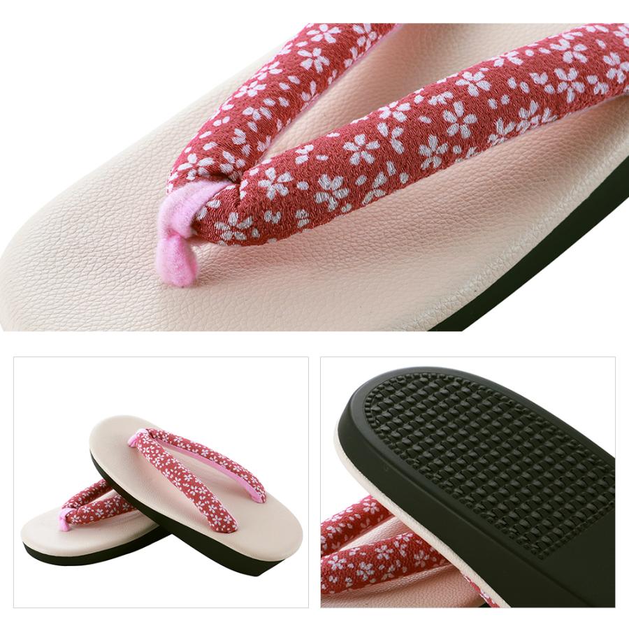 七五三 子供用 桜柄鼻緒 合皮 草履 16・18・20・22cm 全2種 sz-99 : 和