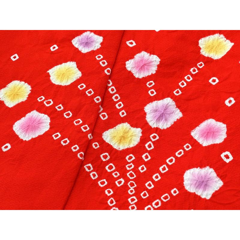 三歳用 正絹 絞り 刺繍入り 金加工 被布コート レッド hn-5-J : 和の心