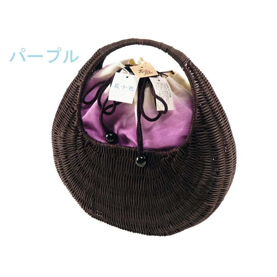 おまとめ★新品◇リネンハンドバッグ＋夏十色 麻巾着カゴ ssi 夏十色 本麻 ラタンバッグ かご巾着 籐蔓 全4タイプ