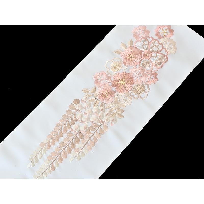 アースカラー 振袖用 シルエリー 金銀刺繍入り 大きめ藤の花 半衿 全5