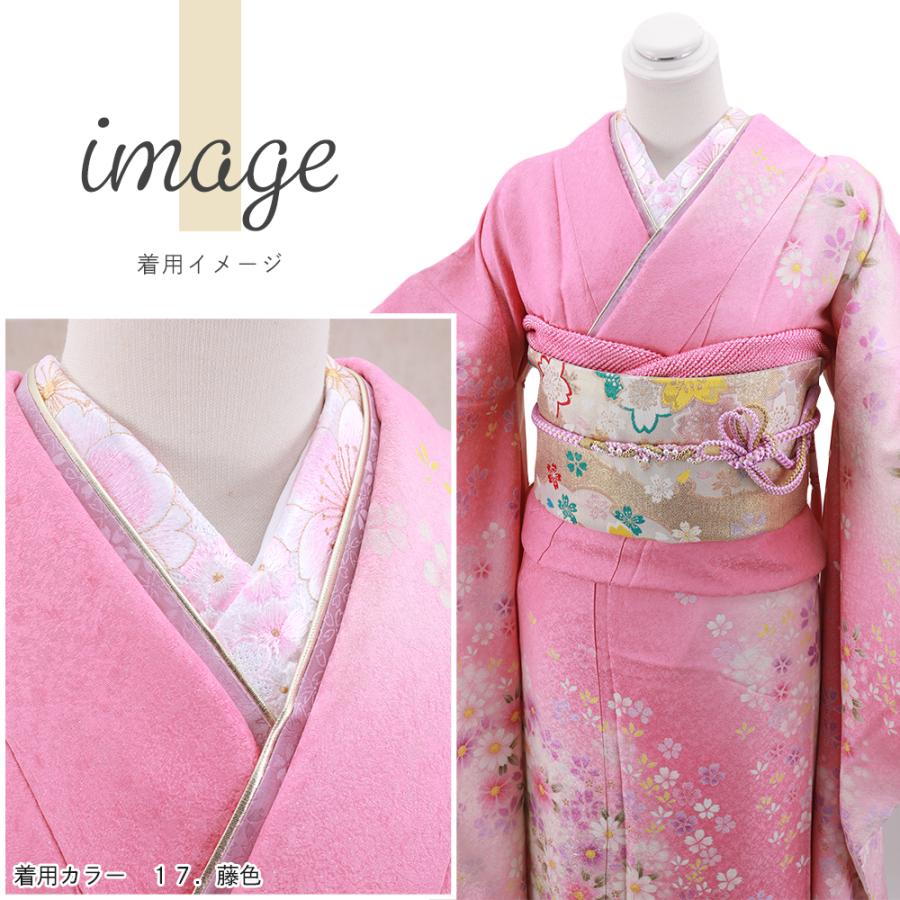 訳あり 大特価品 振袖用 正絹 桜 うら金 重ね衿 全7色 ks-181 : 和の心