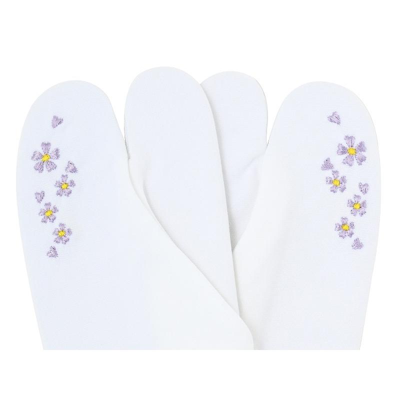 残り僅か!!刺繍入り足袋　6〜7才　　⑧ 足袋カバー 桜刺繍入り ストレッチ 白足袋 全4柄 1口4点まで