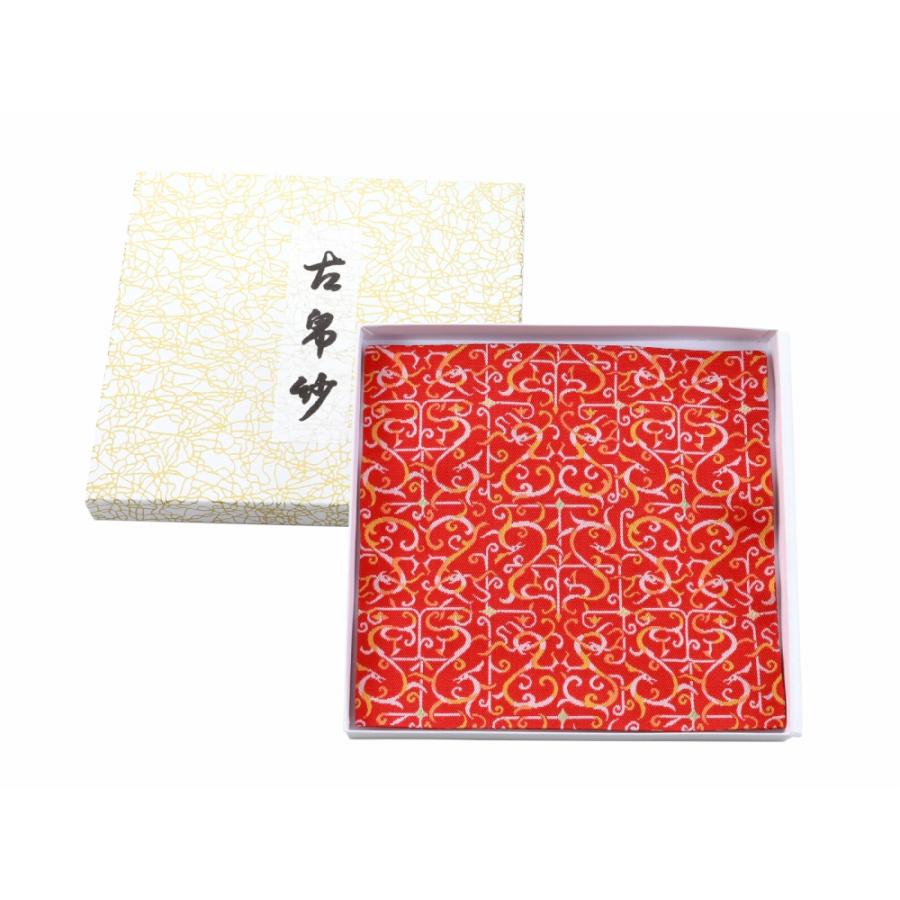 龍村美術織物 古帛紗（こぶくさ）瑞龍楚繍文 敷物 花瓶敷 朱赤 et-24D 