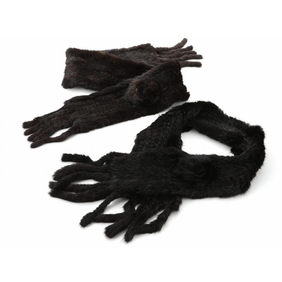 高級毛皮素材 ミンク マフラー コサージュ飾り付き 全2色 ks-97 : 和の  