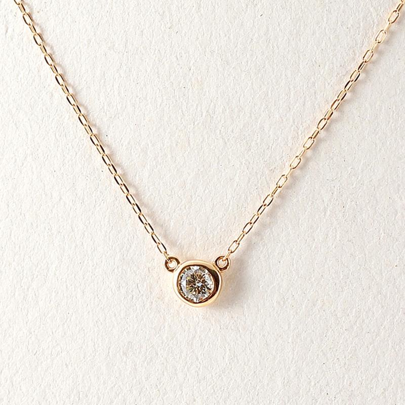 ete K18 天然ダイヤ0.10ct ネックレス鑑別書付ブリリアントカット