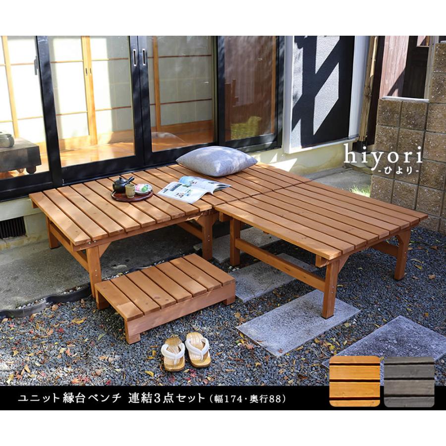 ユニット縁台ベンチ hiyori（ひより） 連結3点セット（幅174・奥行88）  DE-17488-3PSETの画像