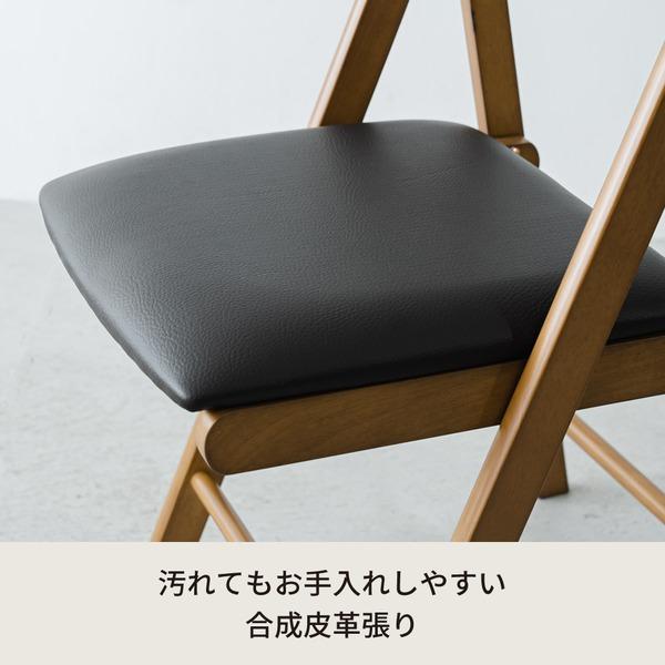 折りたたみ椅子(ブラウン/茶) イス チェア ダイニングチェア フォールディングチェア コンパクト 北欧風 木製 天然木 クッション 1人用 背もたれ付き 韓国イ...の画像
