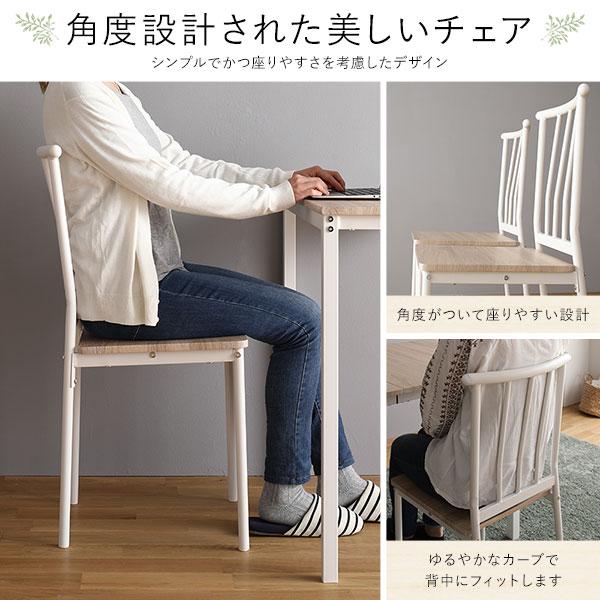 デスク チェア セット ナチュラル×ホワイト 幅80×奥行40cm コンセント付き 木製 コンパクト オフィス PC パソコン リビング 学習 机 組立品の画像