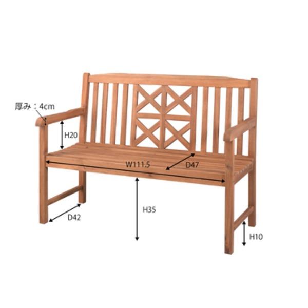 ベンチ ベンチ椅子 幅115cm ライトブラウン 木製 組立品 ベランダ ウッドデッキ アウトドア 屋外 室外_5