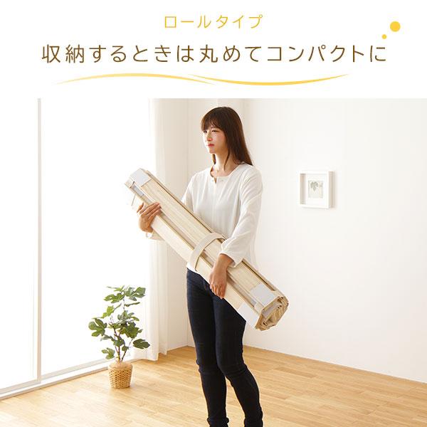 ロール式 桐 すのこ ベッド セミダブル 3つ折りポケットコイルマットレス付 木製 天然木 軽量 通気性 連結可 折りたたみ_8