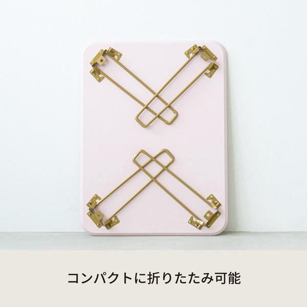〔5個セット〕ニーナ 幅60折りたたみテーブル(ピンク) 幅60cm 脚カラー：ゴールド 机 折り畳み ローテーブル 折れ脚 ナチュラル パステル ミニ コンパクト 小..._2