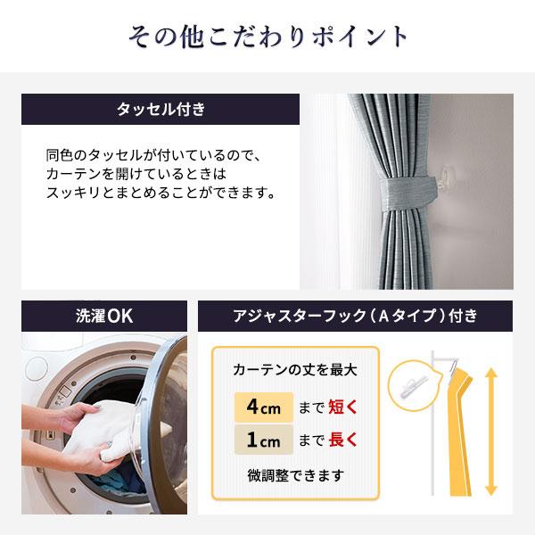 遮光カーテン 約幅100cm×丈255cm 2枚入り ブラック 墨 無地 1級遮光 洗える 日本製 タッセル付き 防炎 遮熱 形状記憶 TEIJIN