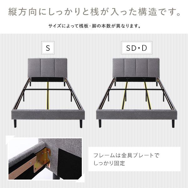 お買い得販売中 ベッド シングル ボンネルコイルマットレス付き ダークグレー 布張り 脚付き すのこベッド ファブリックベッド