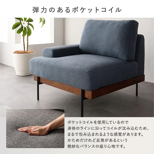 デザインソファ 2.5人掛け ソファ 単品 グレー ファブリック ポケット