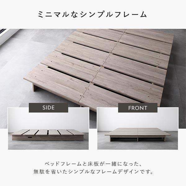 ローベッド ステージ無しタイプ キング 幅180cm 3ゾーンポケットコイルマットレス付 グレージュ フロアベッド_4
