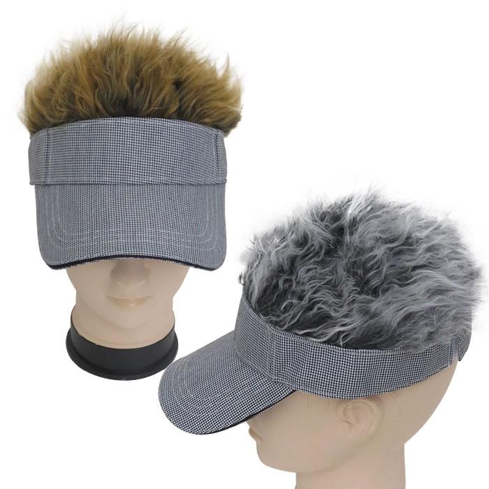 ゴルフ ヘアーバイザー 髪の毛付き フレアーバイザー サンバイザー