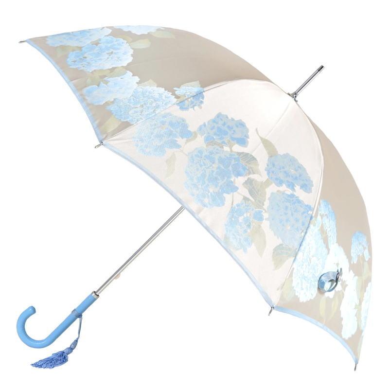 日本製〕【晴雨兼用】長傘 絵おり 紫陽花（あじさい）まるで花束のよう