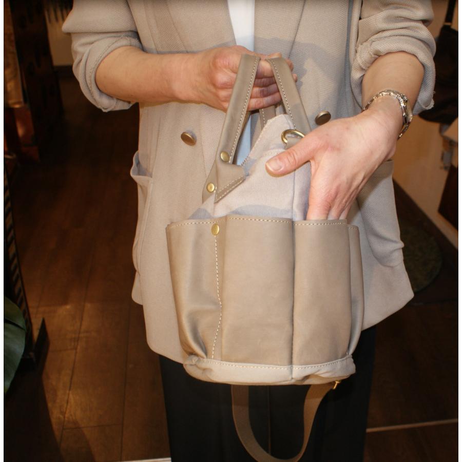 Folna Folna（フォルナ）レザーx帆布・2Wayガーデンバッグ（日本製
