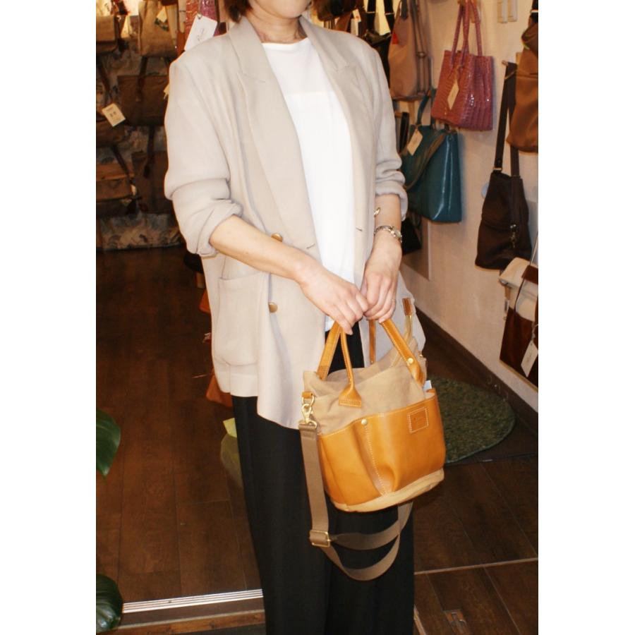 Folna Folna（フォルナ）レザーx帆布・2Wayガーデンバッグ（日本製